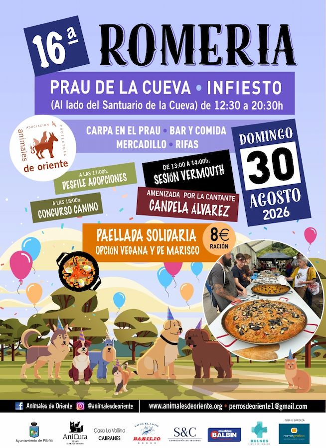 Cartel Romería solidaria Protectora de animales del Oriente 2026